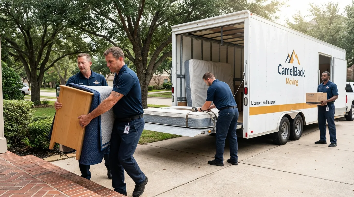 Crew loading residential truck for cross-state move from Lewisburg, WV